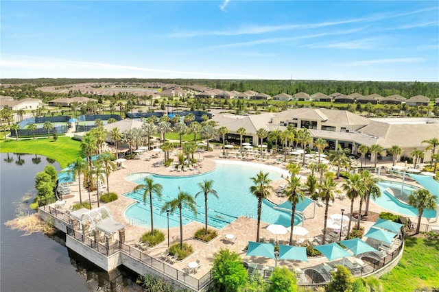 2578 Cliff Way, Saint Cloud, FL 34771 - aerial view of residential area with a pool area and a large body of water