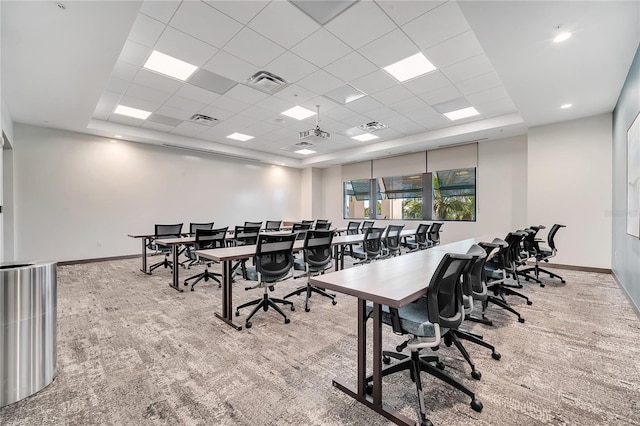 2578 Cliff Way, Saint Cloud, FL 34771 - office featuring a tray ceiling, baseboards, carpet flooring, and a drop ceiling