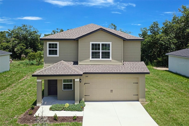 1303 Congo Ct, Kissimmee, FL 34759 - traditional home with a shingled roof, a garage, concrete driveway, and a front yard