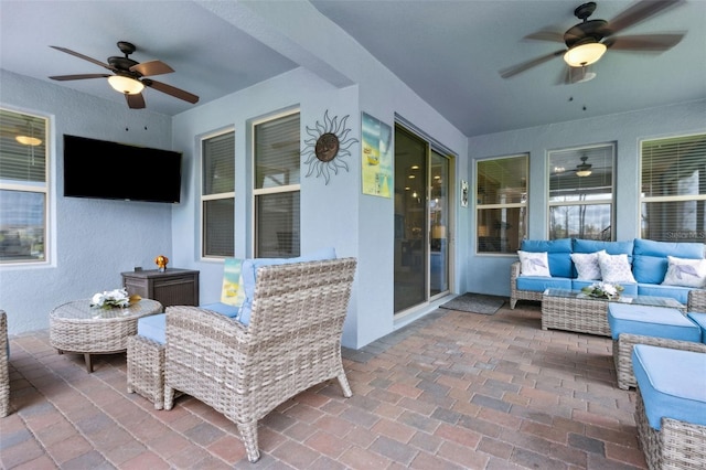 9844 Beach Port Dr, Winter Garden, FL 34787 - view of patio / terrace with a ceiling fan and outdoor lounge area