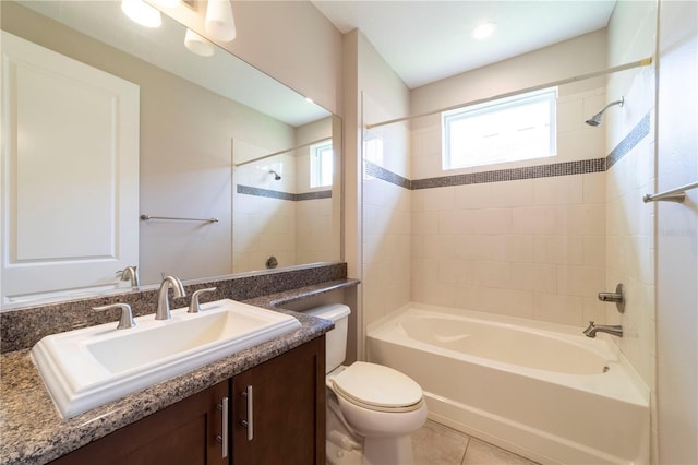 3651 NW 56th Ave, Ocala, FL 34482 - bathroom with vanity, toilet, shower / washtub combination, and tile patterned floors