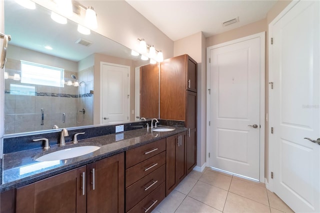 3651 NW 56th Ave, Ocala, FL 34482 - bathroom with a stall shower, double vanity, and tile patterned floors
