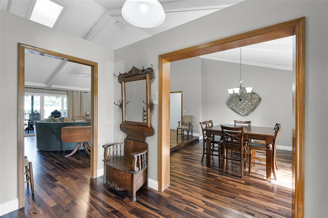 526 Sabal Trail Cir, Longwood, FL 32779 - dining room featuring wood-type flooring, a chandelier, and ornamental molding