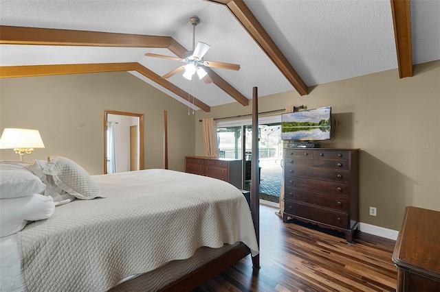 526 Sabal Trail Cir, Longwood, FL 32779 - bedroom featuring access to outside, dark wood-type flooring, a ceiling fan, and a textured ceiling