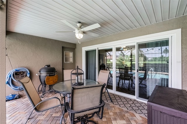 526 Sabal Trail Cir, Longwood, FL 32779 - sunroom featuring ceiling fan and outdoor dining space