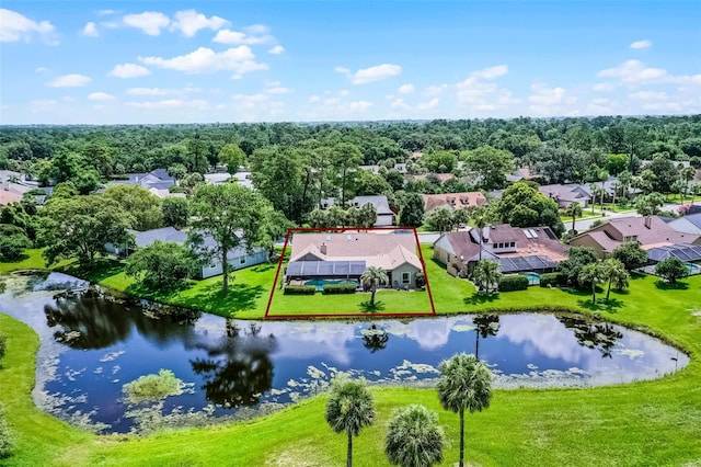 526 Sabal Trail Cir, Longwood, FL 32779 - aerial view of residential area featuring property parcel outlined and a nearby body of water