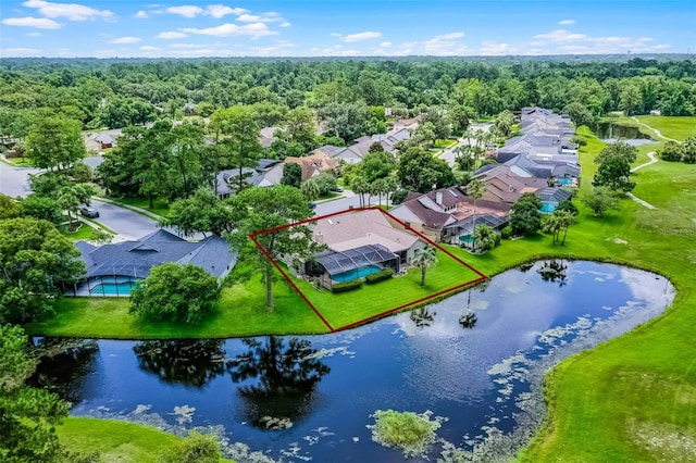 526 Sabal Trail Cir, Longwood, FL 32779 - aerial view of residential area featuring property parcel outlined and a nearby body of water