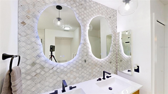10747 Satinwood Cir, Orlando, FL 32825 - full bathroom with double vanity and tasteful backsplash