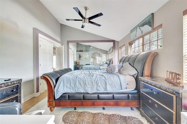 2971 Cayman Way, Orlando, FL 32812 - bedroom with lofted ceiling, ceiling fan, and baseboards