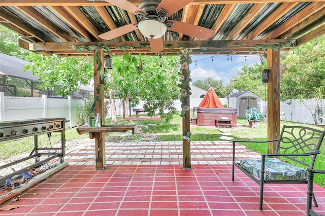 2971 Cayman Way, Orlando, FL 32812 - fenced backyard featuring a ceiling fan and a patio area