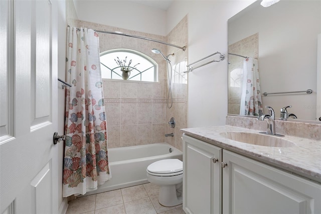 5 Florence Ct, Palm Coast, FL 32137 - full bath with vanity, shower / bath combo, toilet, and tile patterned floors
