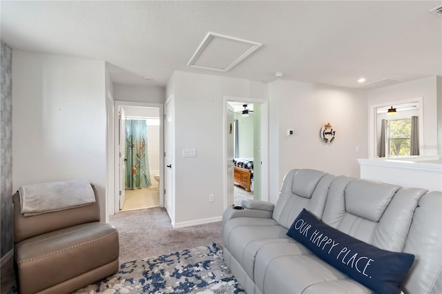 5639 Timber Meadow Way, Saint Cloud, FL 34771 - living room with attic access, carpet floors, and recessed lighting