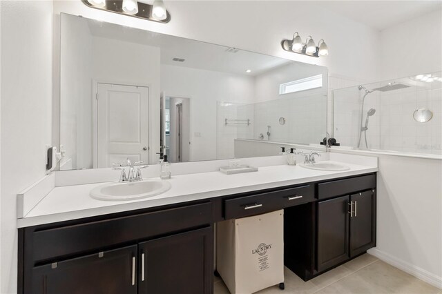 5639 Timber Meadow Way, Saint Cloud, FL 34771 - full bathroom with double vanity, a walk in shower, and tile patterned floors