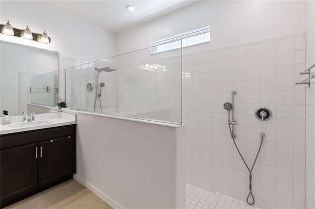 5639 Timber Meadow Way, Saint Cloud, FL 34771 - full bathroom with vanity, a walk in shower, and tile patterned flooring