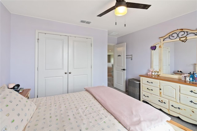 5639 Timber Meadow Way, Saint Cloud, FL 34771 - bedroom with a closet and a ceiling fan