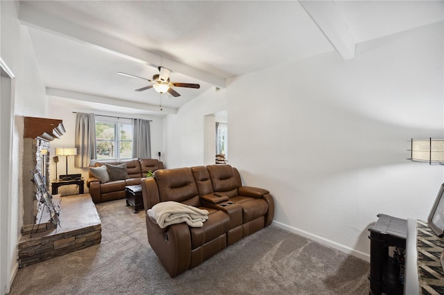 1649 W Waycross Cir, Deltona, FL 32725 - carpeted living room featuring a ceiling fan and baseboards