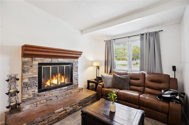 1649 W Waycross Cir, Deltona, FL 32725 - living room featuring a fireplace and beam ceiling
