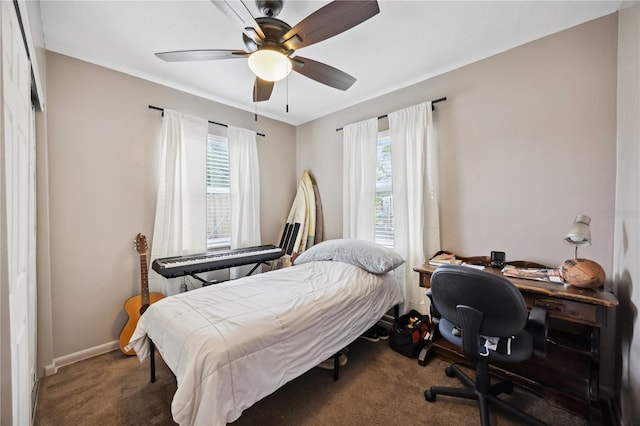 1649 W Waycross Cir, Deltona, FL 32725 - bedroom featuring carpet floors, baseboards, and a ceiling fan