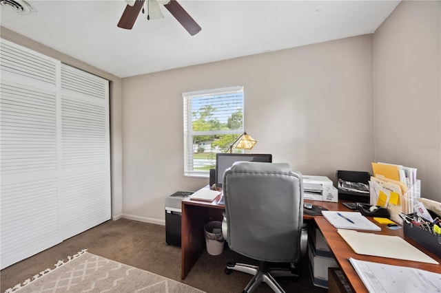 1649 W Waycross Cir, Deltona, FL 32725 - carpeted office space featuring ceiling fan and baseboards
