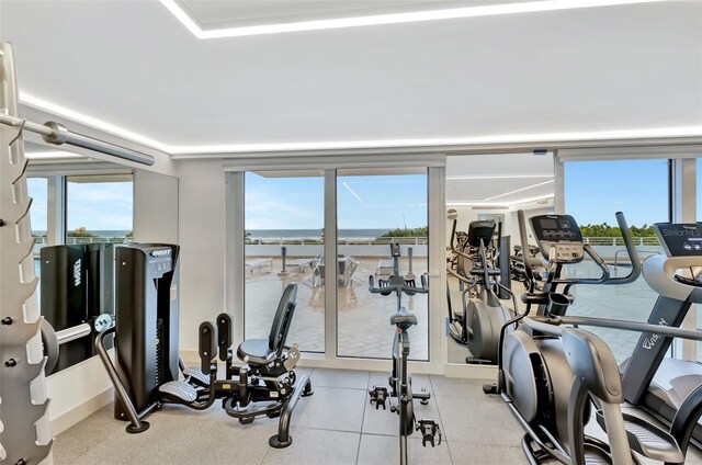 345 Ocean Dr Unit 305, Miami Beach, FL 33139 - gym with plenty of natural light and a water view