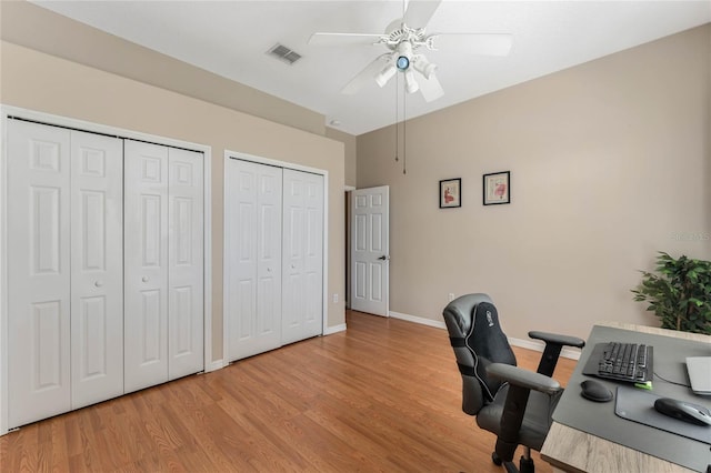 1031 Kings Hwy, Kissimmee, FL 34744 - office with ceiling fan and light wood-style flooring