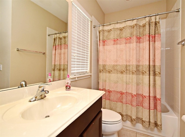 312 Trieste Loop, Lake Mary, FL 32746 - full bathroom with vanity, shower / bath combination with curtain, toilet, and tile patterned flooring