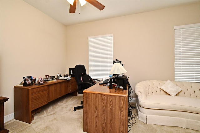312 Trieste Loop, Lake Mary, FL 32746 - office space with ceiling fan, light carpet, and baseboards