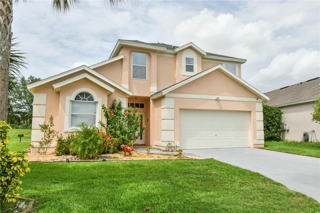 831 Corvina Dr, Davenport, FL 33897 - view of front of property featuring stucco siding, driveway, and a front lawn