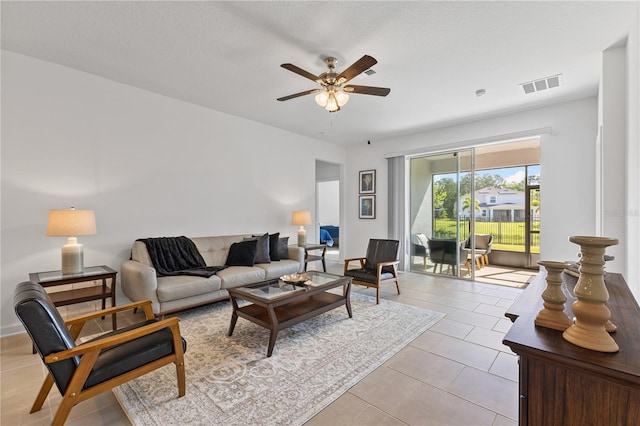 3123 Camden Way, Davenport, FL 33837 - living room featuring ceiling fan and light tile patterned floors
