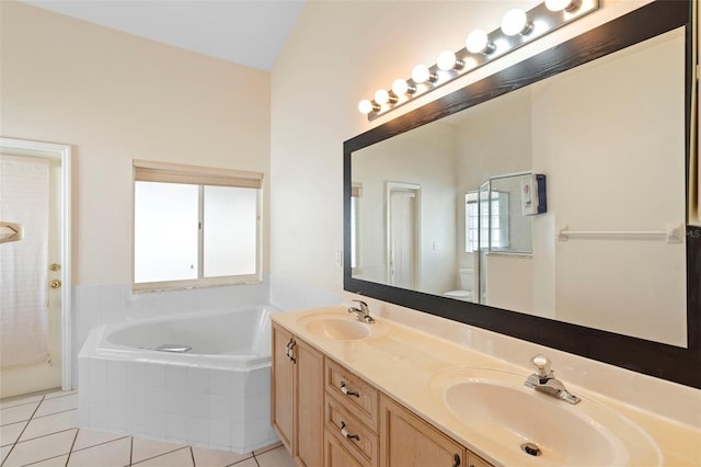 40 Hollow Pine Dr, Debary, FL 32713 - full bath featuring tile patterned floors, a bath, and double vanity