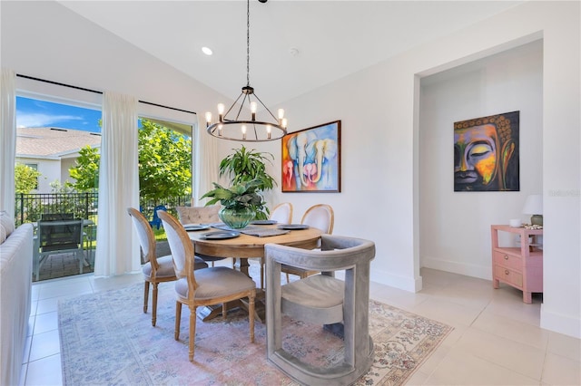 744 Curly Locks Loop, Apopka, FL 32703 - dining room featuring a chandelier, light tile patterned floors, lofted ceiling, and recessed lighting