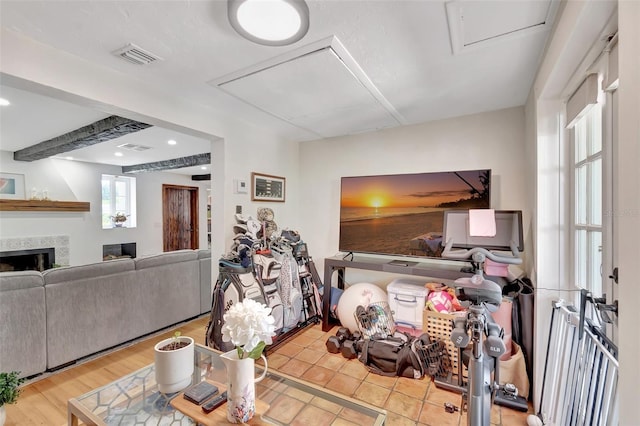 322 Cornell Dr, Lake Worth, FL 33460 - living area with a fireplace and recessed lighting