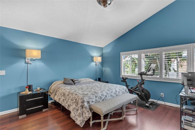 19367 NW 13th St, Pembroke Pines, FL 33029 - bedroom with lofted ceiling, wood finished floors, baseboards, and a textured ceiling