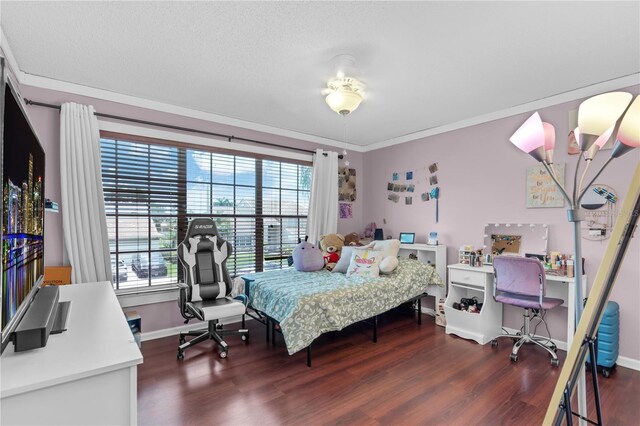 19367 NW 13th St, Pembroke Pines, FL 33029 - bedroom with an office area, wood finished floors, baseboards, and crown molding