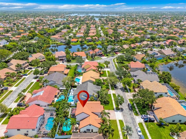 19367 NW 13th St, Pembroke Pines, FL 33029 - aerial perspective of suburban area featuring a large body of water