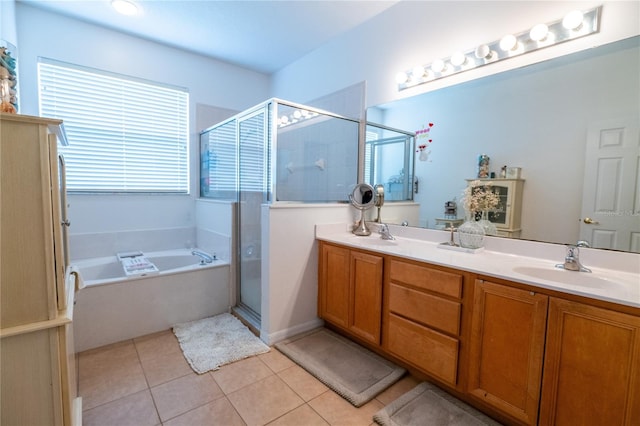 1780 Nature Cove Ln, Clermont, FL 34711 - full bath featuring a garden tub, tile patterned flooring, double vanity, and a shower stall