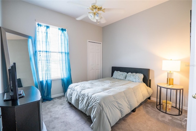 1780 Nature Cove Ln, Clermont, FL 34711 - bedroom featuring carpet flooring, multiple windows, a closet, and ceiling fan