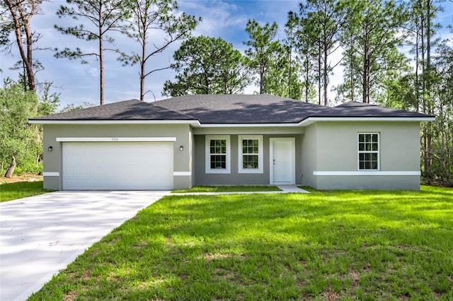 9324 N Fairy Lilly Dr, Citrus Springs, FL 34434 - ranch-style home featuring stucco siding, an attached garage, concrete driveway, and a front yard