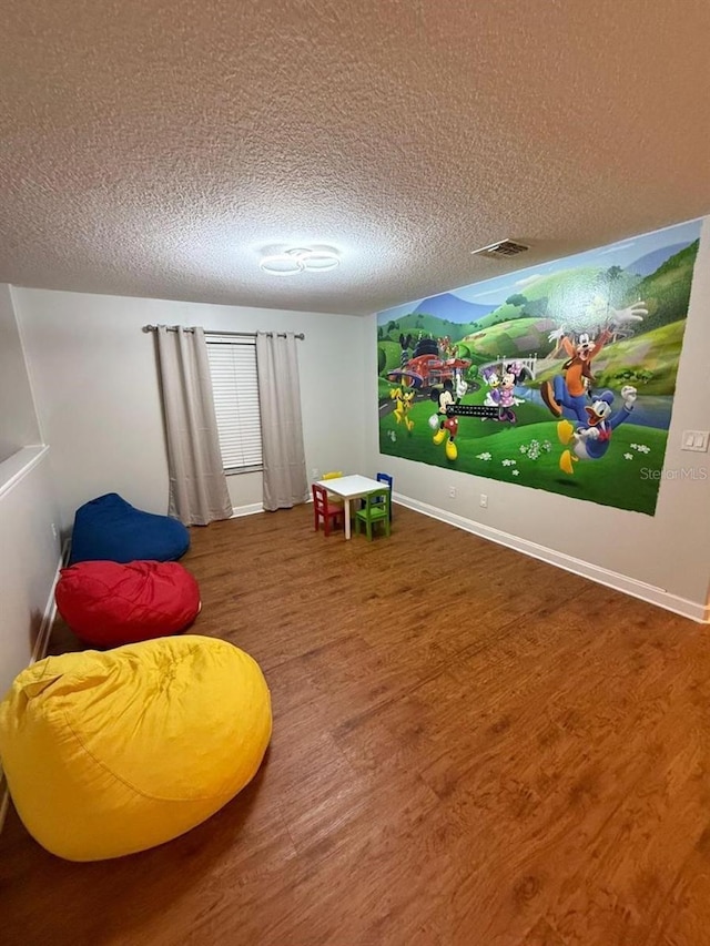 8894 Candy Palm Rd, Kissimmee, FL 34747 - recreation room with wood finished floors, a textured ceiling, and baseboards