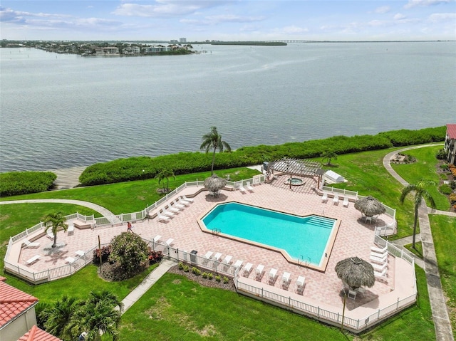 6218 Palma Del Mar Blvd S Unit 103, Saint Petersburg, FL 33715 - drone / aerial view of a nearby body of water and a pool area