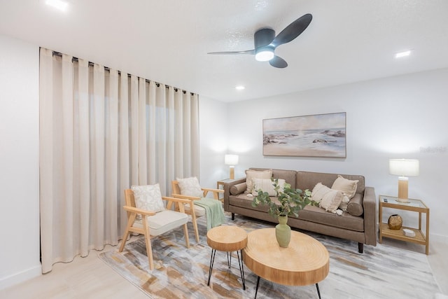 701 S Atlantic Ave Unit Ut21, New Smyrna Beach, FL 32169 - living room featuring wood finished floors, baseboards, and ceiling fan