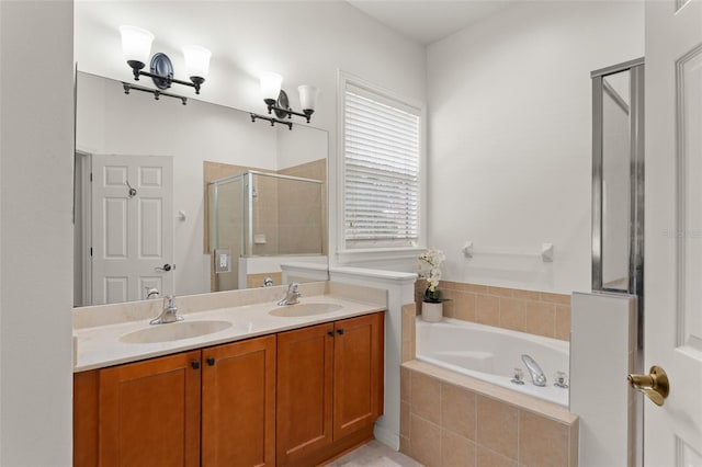 13768 Bluebird Pond Rd, Windermere, FL 34786 - bathroom with a shower stall, a bath, and double vanity