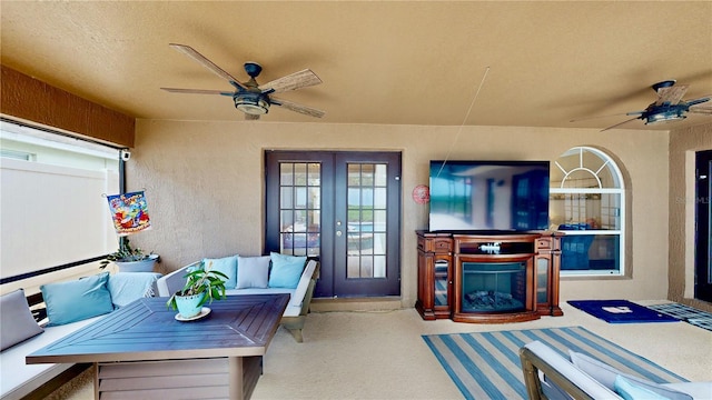14723 Pine Cone Trl, Clermont, FL 34711 - view of patio / terrace with a ceiling fan, french doors, and an outdoor living space
