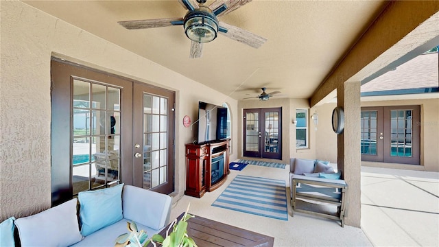 14723 Pine Cone Trl, Clermont, FL 34711 - view of patio with french doors, a ceiling fan, and outdoor lounge area