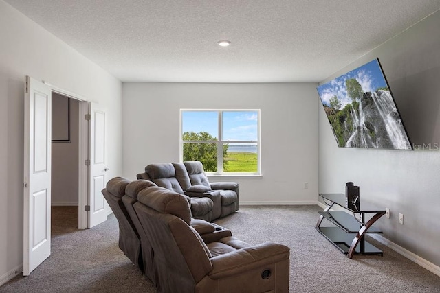 1551 Gateway Ln, Kissimmee, FL 34746 - carpeted living room featuring a textured ceiling and baseboards