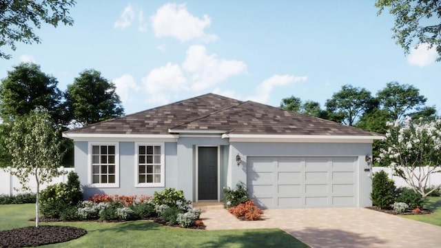 1756 Columbus Path, Saint Cloud, FL 34771 - view of front of home featuring roof with shingles, stucco siding, an attached garage, and driveway