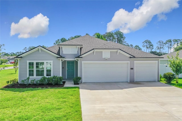 1 Zinnia Ct, Palm Coast, FL 32164 - view of front of property with concrete driveway, a garage, a front lawn, and a shingled roof