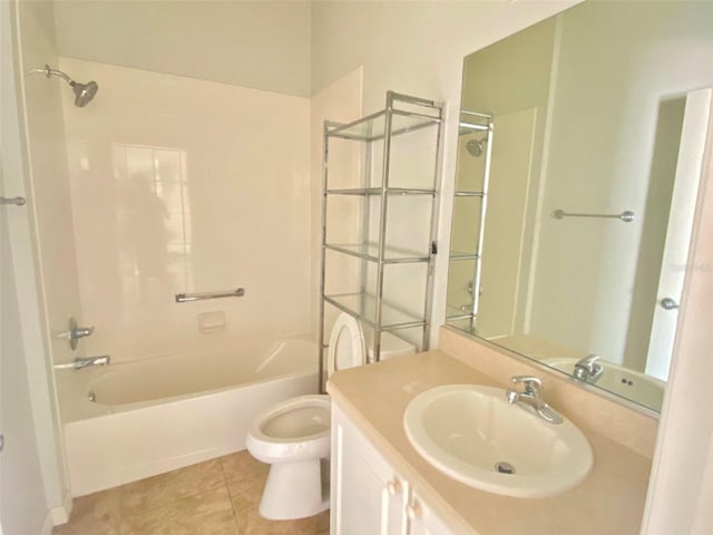 1524 Conway Ct, The Villages, FL 32162 - bathroom featuring toilet, vanity, washtub / shower combination, and tile patterned flooring