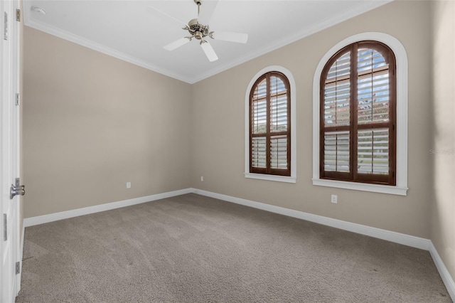 15344 Johns Lake Pointe Blvd, Winter Garden, FL 34787 - carpeted spare room featuring a ceiling fan and ornamental molding