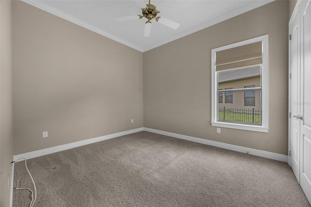 15344 Johns Lake Pointe Blvd, Winter Garden, FL 34787 - unfurnished room with ornamental molding, carpet, and a ceiling fan
